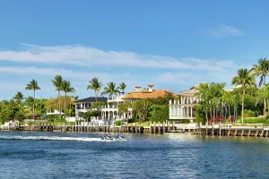Rich Prints: Florida, Boca Raton, two men riding on wave runners on the Intracoastal Waterway