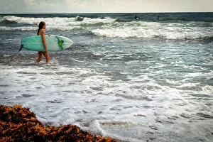Coast Prints: Florida, Boca Raton, surfer on beach