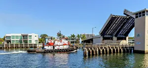 Rich Prints: Florida, Boca Raton, tugboat cruising on the Intracoastal Waterway