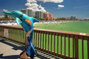 Statue Prints: Florida, Clearwater, Pier 60 Park Dolphin sculpture on the fishing pier