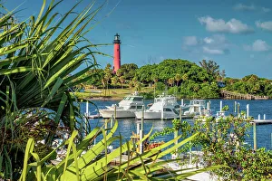 Laura Zeid Prints: Florida, Jupiter, marina and lighthouse