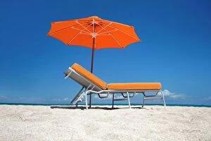Images Dated 4th December 2023: Florida, Miami, South Beach, empty beach chair