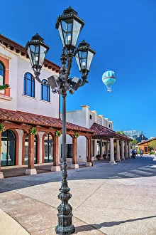 Orlando Prints: Florida, Orlando, Disney Springs, stores and lamppost