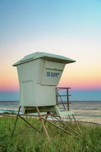 Blue Hour Prints: Florida, Palm Beach, Lifeguard station on the Beach along South Ocean Boulevard