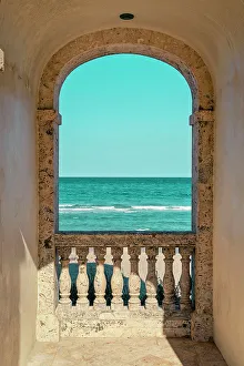 Atlantic Prints: Florida, Palm Beach, Veranda overlooking the ocean on Ocean Blvd