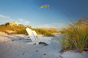 Florida, Saint Petersburg Beach, beach chairs on sand