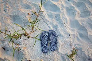 Blue Prints: Florida, Saint Petersburg Beach, flip flops on sand