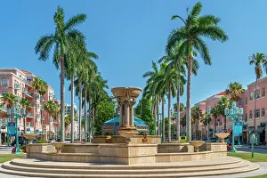 Waterfountain Prints: Florida, South Florida, Boca Raton, Mizner Park
