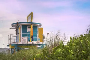 Atlantic Prints: Florida, South Florida, lifeguard house on Hollywood Beach