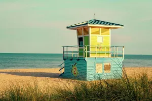 Last Light Prints: Florida, South Florida, Pompano Beach, lifeguard station