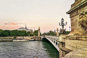 Inner City Prints: France, Paris, Pont Alexandre III bridge over the Seine River