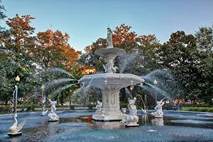 Georgia, Savannah, Forsyth Fountain, historic district