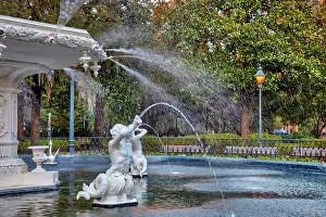Georgia, Savannah, Forsyth Fountain, historic district