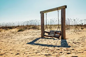 Georgia, Tybee Island, North Beach, wooden swing