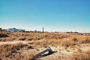 Light House Prints: Georgia, Tybee Island, waterfront homes and lighthouse