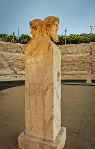 Vertical Prints: Greece, Athens, Herm sculpture inside Panathenaic Stadium, two-sided torso