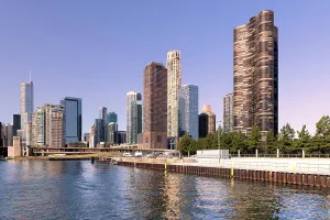 Modern Prints: Illinois, Chicago, City view from Lake Michigan