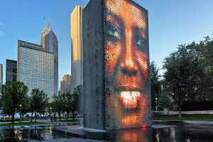 Waterfountain Prints: Illinois, Chicago, Millenium Park, Crown Fountain