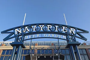Harbor Prints: Illinois, Chicago, Navy Pier Beer Garden Sign