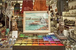 Italia Prints: Italy, Veneto, Venice, Art store selling pigments