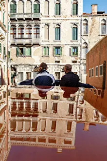 Italia Prints: Italy, Veneto, Venice, Canal tour with view of historical architecture