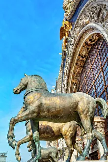 Cathdrale Prints: Italy, Veneto, Venice, Triumphal Quadriga, Detail from Saint Mark's Basilica facade