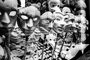 Italia Prints: Italy, Venice, souvenir shop with masks, window display