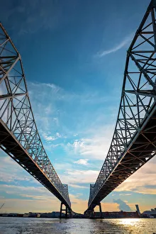 Louisiana, New Orleans, The Crescent City Connection Bridges over the Mississippi River