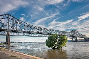 Louisiana, New Orleans, The Crescent City Connection Bridges over the Mississippi River