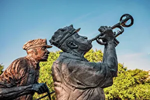 Music Prints: Louisiana, New Orleans, Jazz Band Iron Sculpture at Louis Armstrong Park