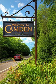 Vertical Prints: Maine, Camden, Welcome Sign