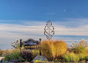 Sculpture Prints: Maine, Kennebunk, Beaches Sign & Wind Sculpture