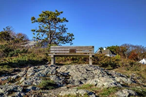 Images Dated 11th April 2023: Maine, Ogunquit, Bench along Marginal Way Trail