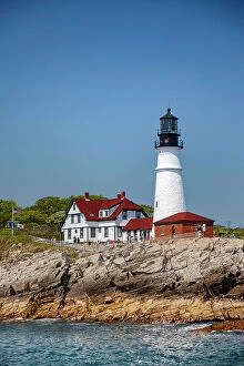 Images Dated 13th August 2023: Maine, Portland, Atlantic Ocean, New England, Cape Elizabeth Lighthouse