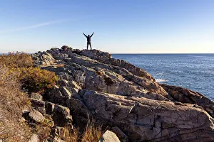 Walk Way Prints: Man Standing on Rocks along Marginal Way Trail