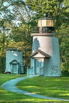 Harbor Prints: Massachusetts, Cape Cod, two of the Three Sisters of Nauset lighthouses near Eastham