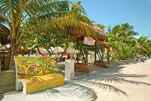 Hotel Prints: Mexico, Mahahual, Costa Maya, Colorful beach along Malecon