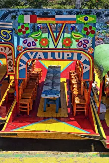 Mxico Prints: Mexico, Mexico City, Colorful Trajinera Boat at Xochimilco