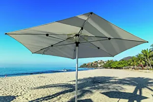 White Prints: Mexico, Nayarit, Beach Umbrella at La Manzanilla beach