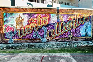 Wall Prints: Mexico, Puerto Vallarta, sign of Puerto Vallarta