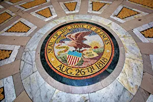 Deep South Prints: Mississippi, Vicksburg, Seal of The State of Illinois on the floor of State Memorial (1899)