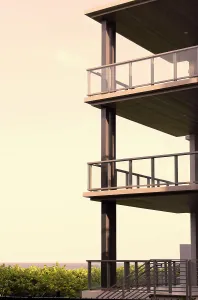 Atlantic Ocean Prints: Modern building in front of ocean