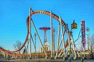 New York, Brooklyn, Coney Island Amusement Park, Thunderbolt ride