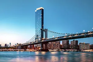 Night Time Prints: New York City, Brooklyn Manhattan Bridge and One Manhattan Square building