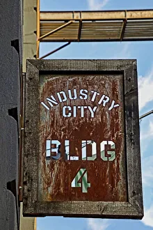 New York City, Brooklyn, Sunset Park neighborhood, Industry City, historic intermodal shipping, warehousing, and manufacturing complex, sign