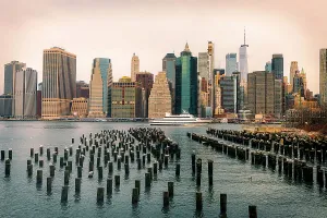 Blue Hour Prints: New York City, Downtown Manhattan seen from Brooklyn
