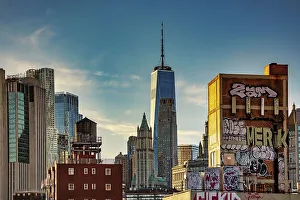 New York City, Lower Manhattan, Lower East Side skyline viewed from Manhattan Bridge