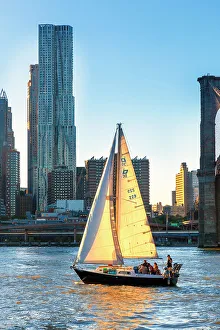 Light Prints: New York City, Lower Manhattan, Gehry's 8 Spruce Street building, and sailboat