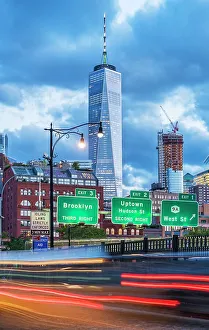 Vertical Prints: New York City, Lower Manhattan, view of the Freedom Tower from Tribeca
