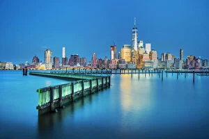 Images Dated 6th September 2017: New York City, Lower Manhattan skyline seen from Jersey City, New Jersey